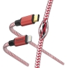 Hama 00201562 Reflective Charging Cable, USB-C - Lightning 1.5m Nylon red
