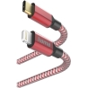 Hama 00201562 Reflective Charging Cable, USB-C - Lightning 1.5m Nylon red