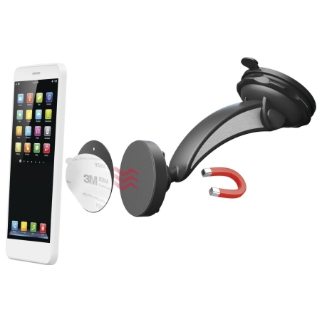 Hama 00201512 Magnet Car Mobile Phone Holder with Suction Cup, 360 Rotation Universal