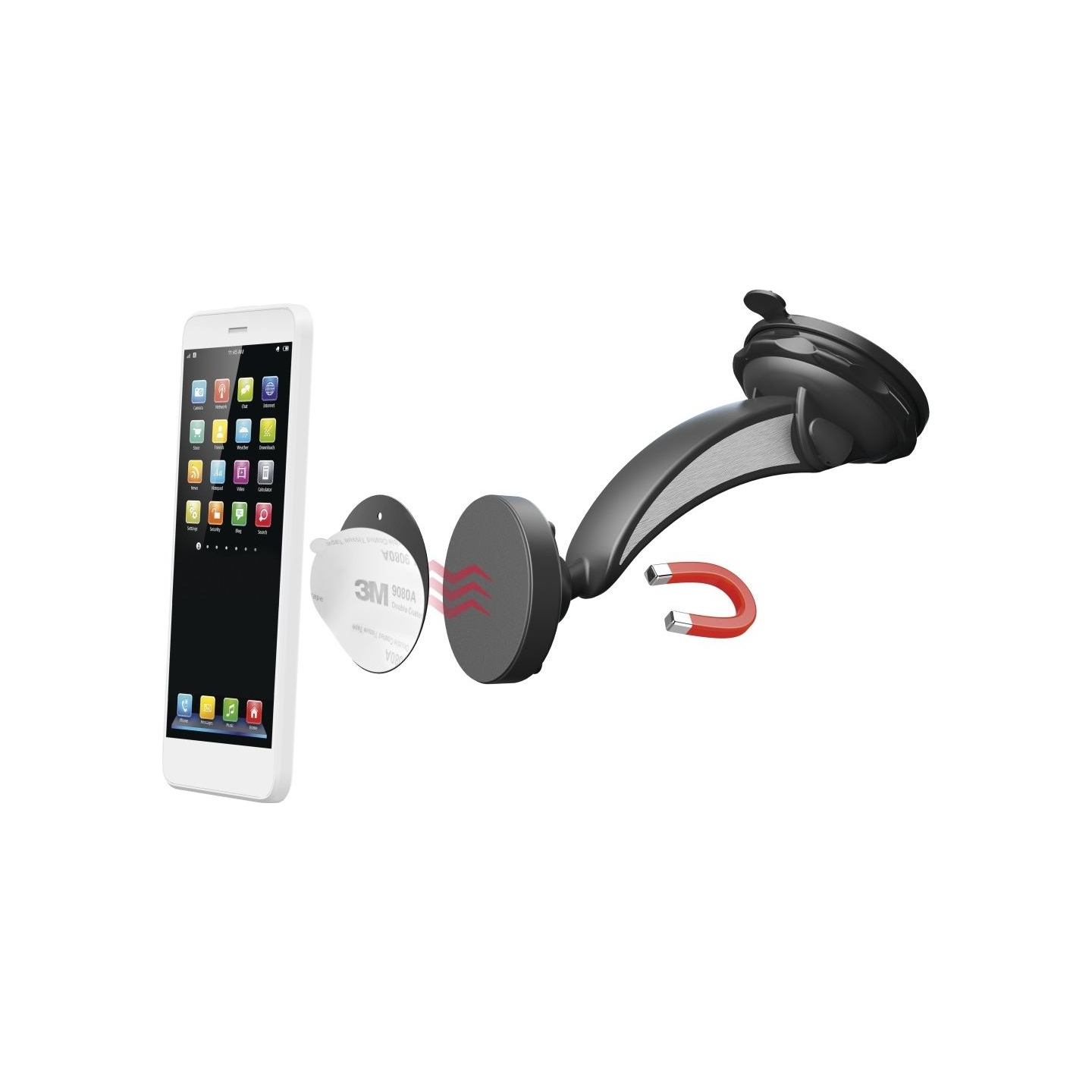Hama 00201512 Magnet Car Mobile Phone Holder with Suction Cup, 360 Rotation Universal
