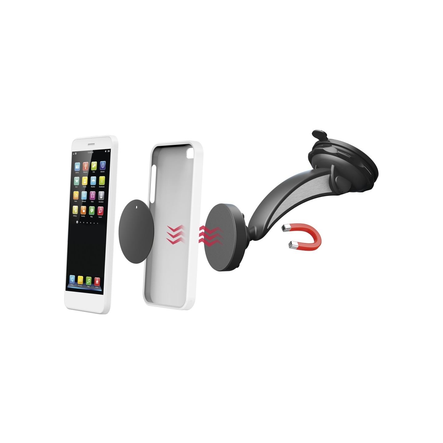 Hama 00201512 Magnet Car Mobile Phone Holder with Suction Cup, 360 Rotation Universal
