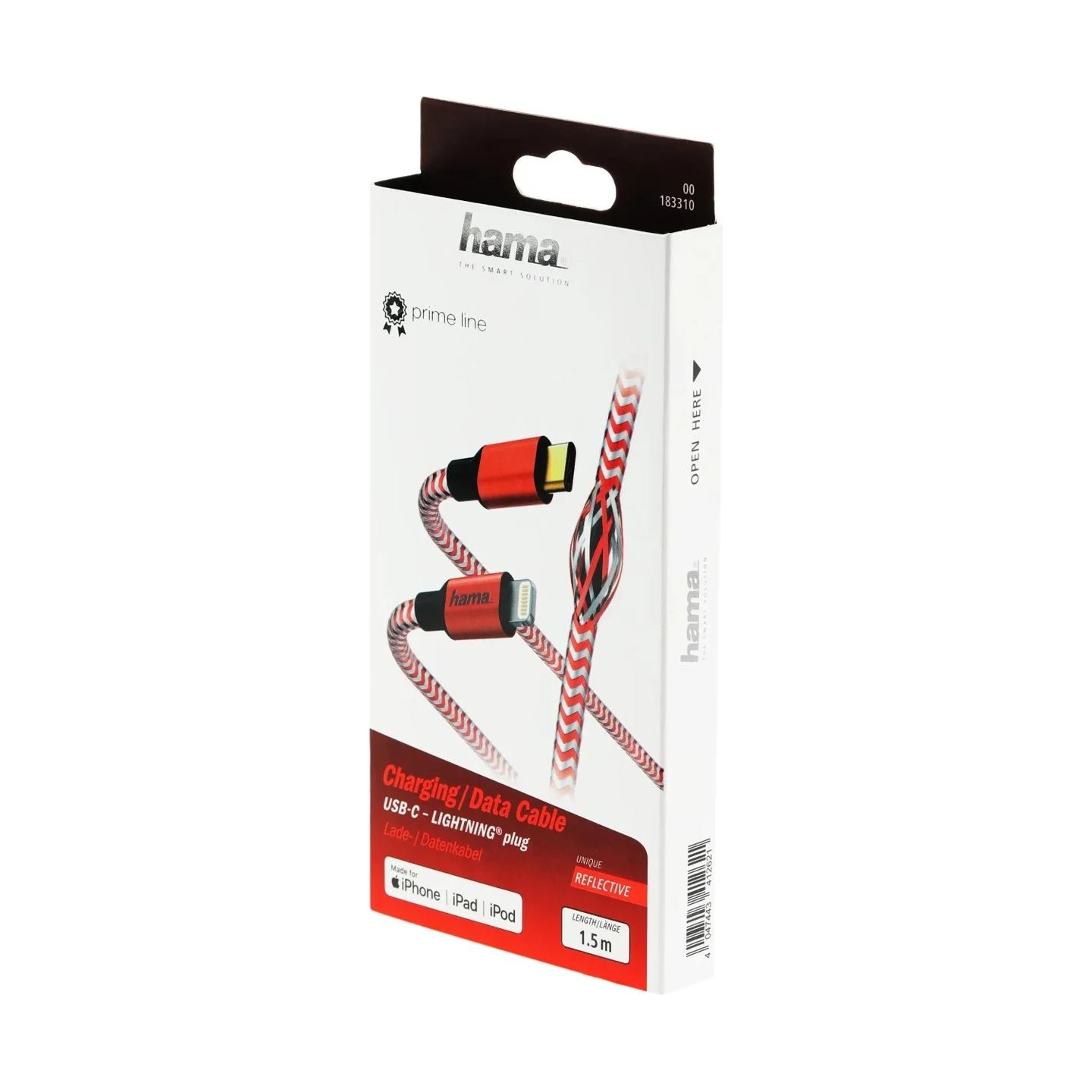 Hama 00183310 USB Type-C Cable - Lighting MFI 1.5m Red