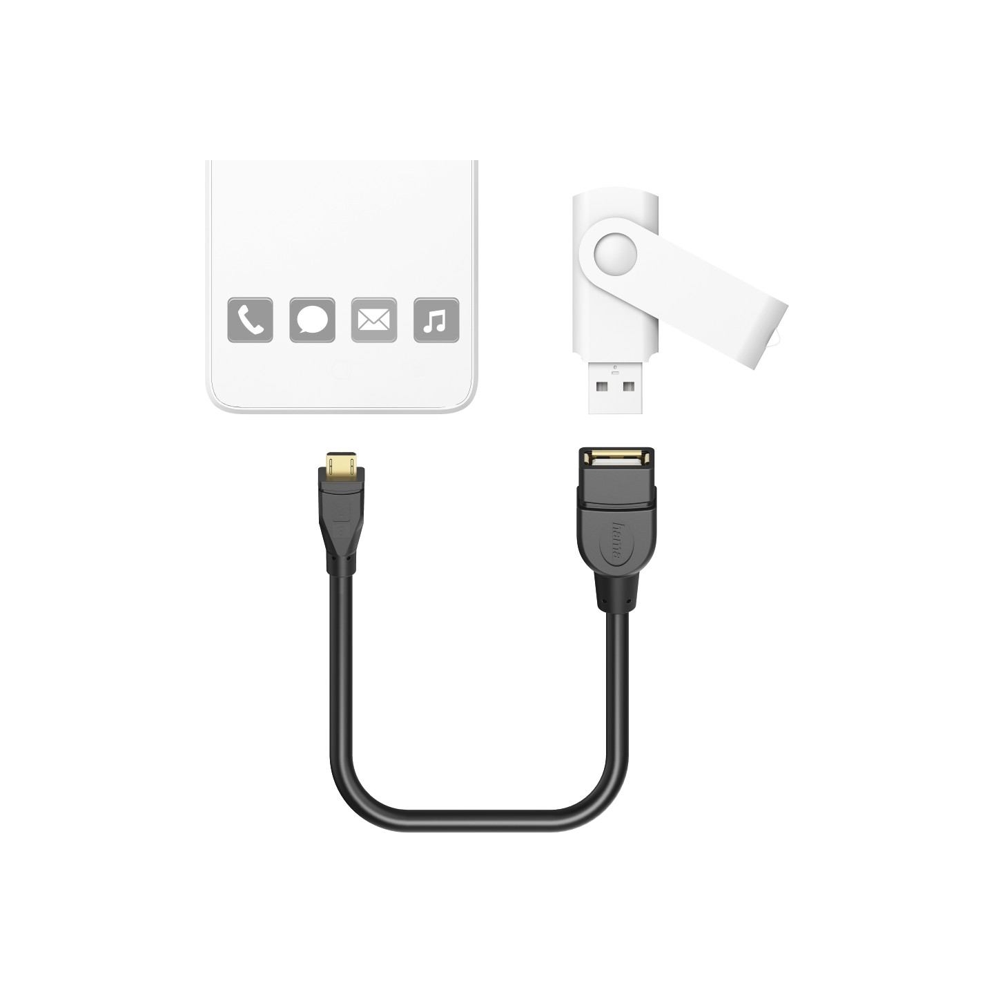 Hama 00173892 USB 2.0 Adapter Cable, OTG micro B plug - A socket 15cm black