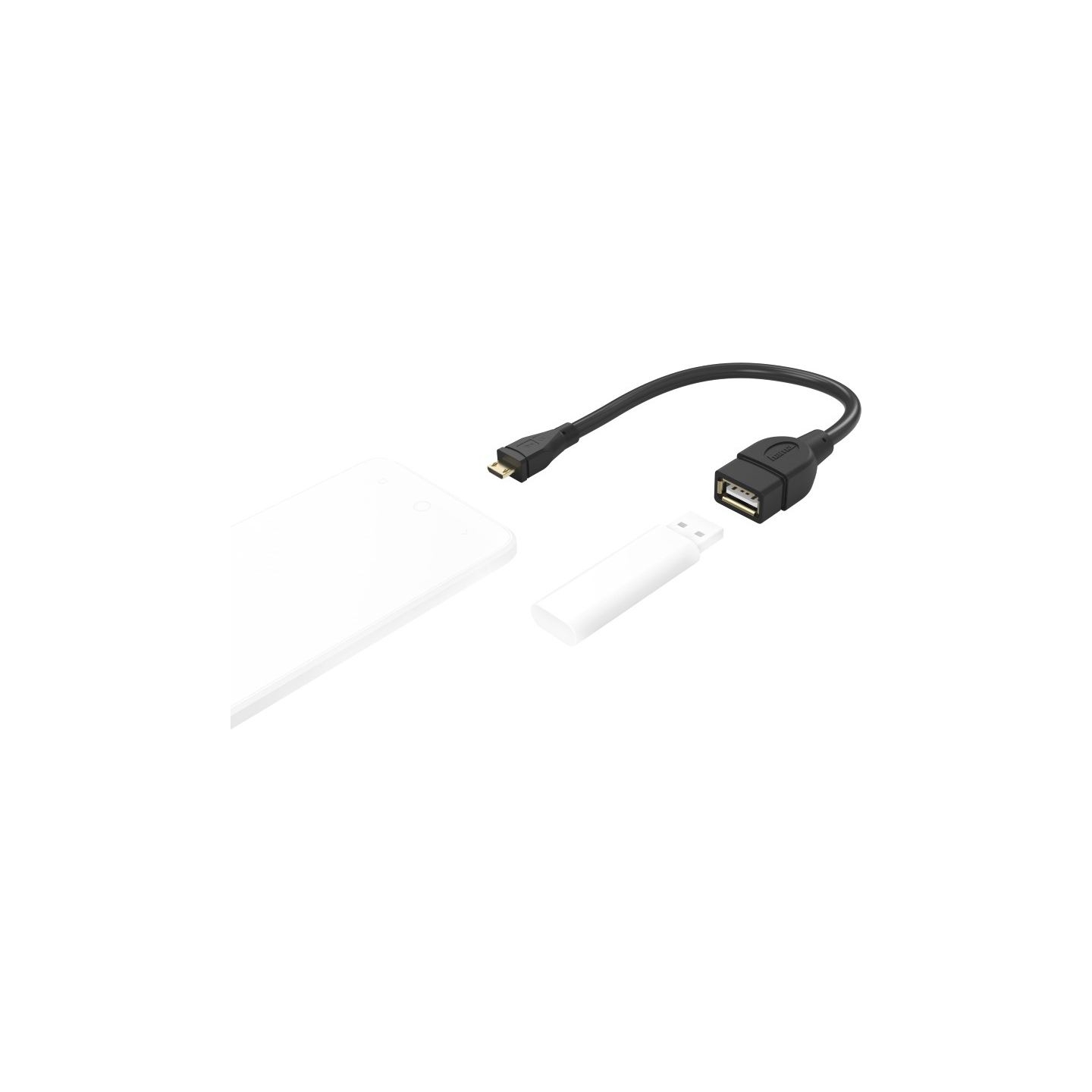 Hama 00173892 USB 2.0 Adapter Cable, OTG micro B plug - A socket 15cm black