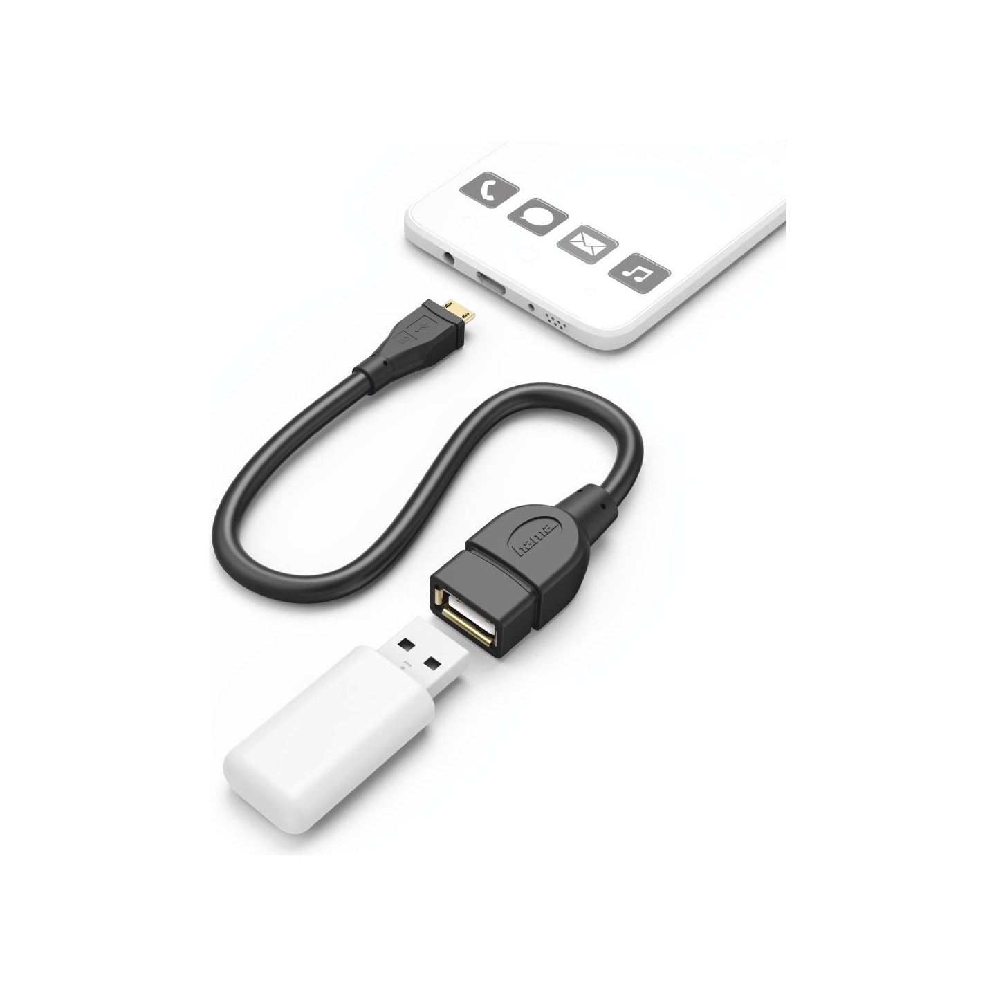 Hama 00173892 USB 2.0 Adapter Cable, OTG micro B plug - A socket 15cm black
