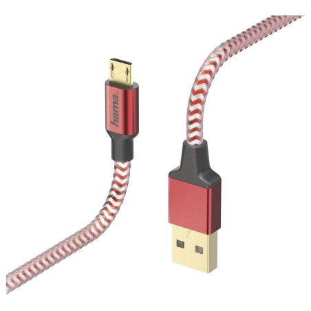 Hama 00178288 Reflective Charging/Data Cable, Micro-USB 1.5m Red
