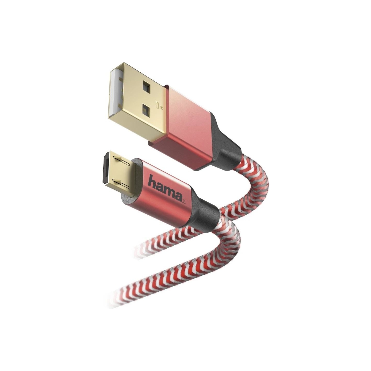 Hama 00178288 Reflective Charging/Data Cable, Micro-USB 1.5m Red