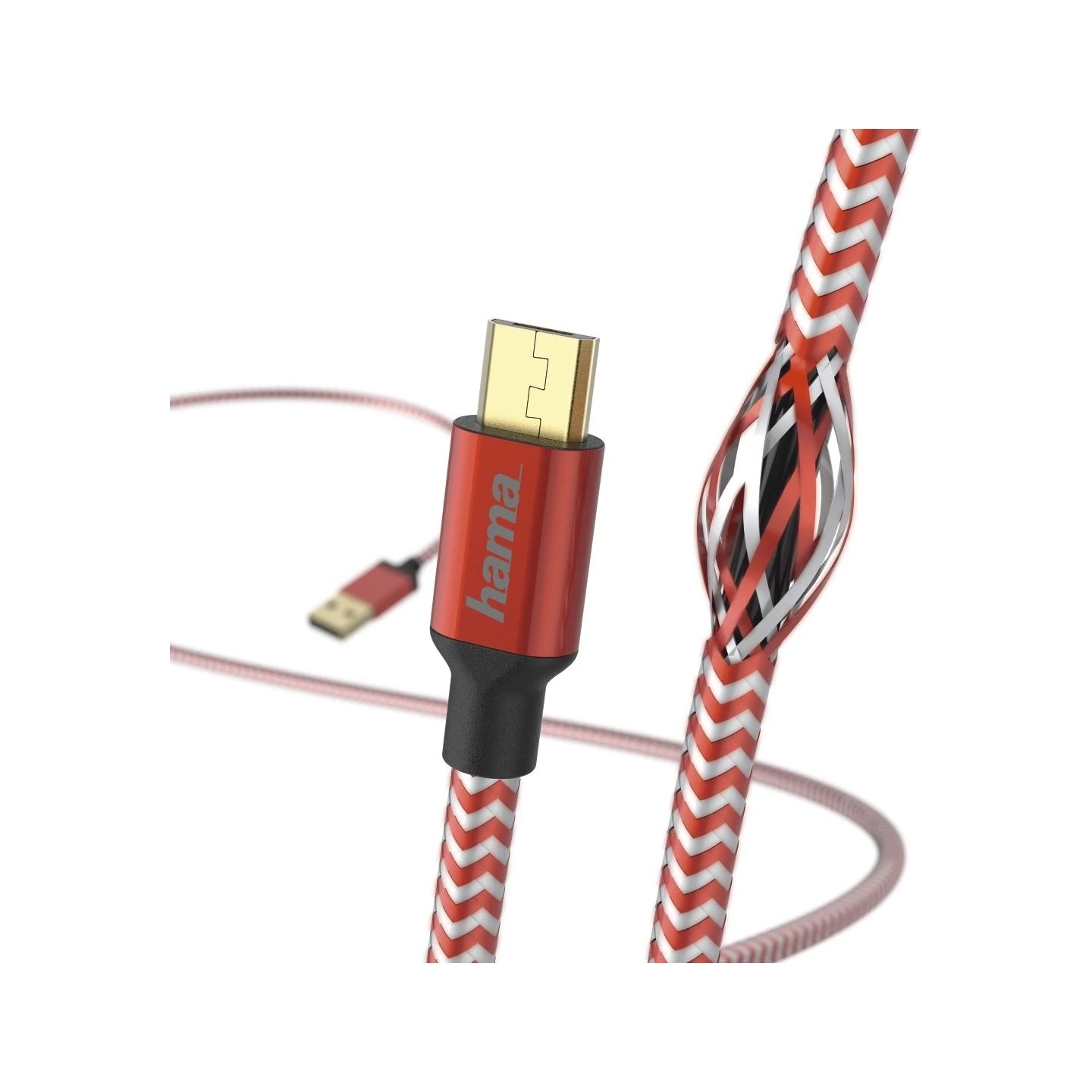 Hama 00178288 Reflective Charging/Data Cable, Micro-USB 1.5m Red