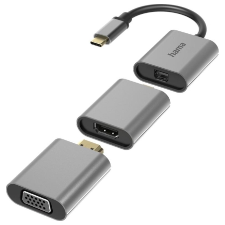 Hama 00200306 6in1 Adapter Connect2Go, USB-C, Mini-DisplayPort, HDMI, VGA