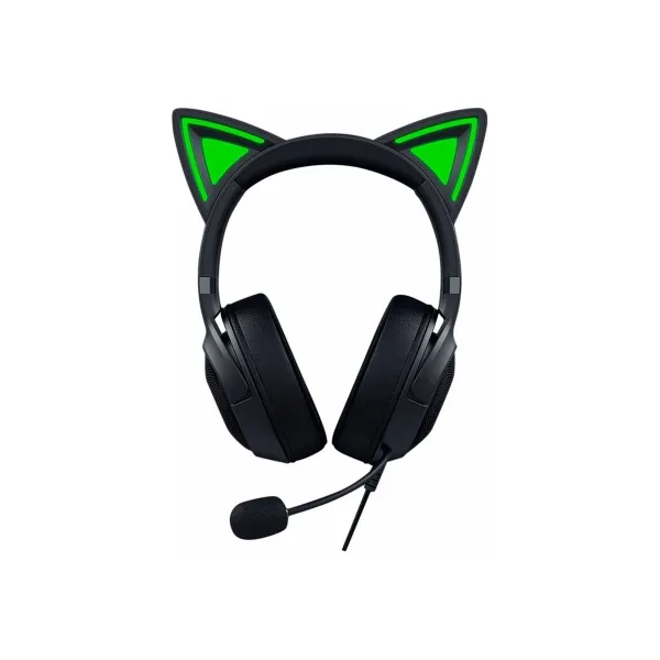 Razer Kraken Kitty V2 - Black, Gaming headset, Kitty Ears, Stream Reactive Lighting, HyperClear Cardioid Mic, 40 mm TriForce Dri