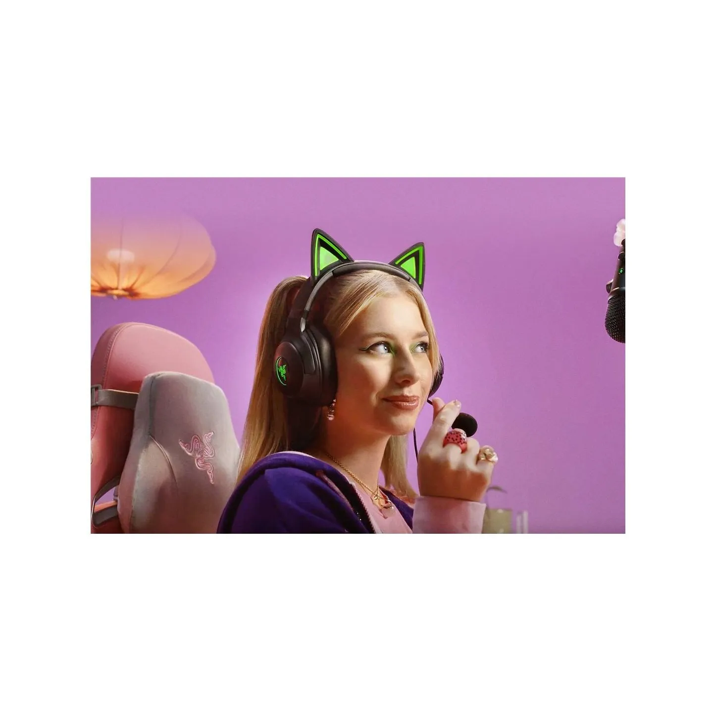 Razer Kraken Kitty V2 - Black, Gaming headset, Kitty Ears, Stream Reactive Lighting, HyperClear Cardioid Mic, 40 mm TriForce Dri