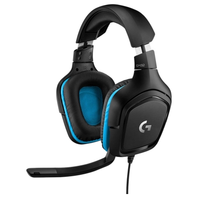 Logitech G432 Wired Gaming Headset 7.1 - LEATHERETTE - BLACK/BLUE - USB