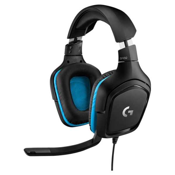 Logitech G432 Wired Gaming Headset 7.1 - LEATHERETTE - BLACK/BLUE - USB