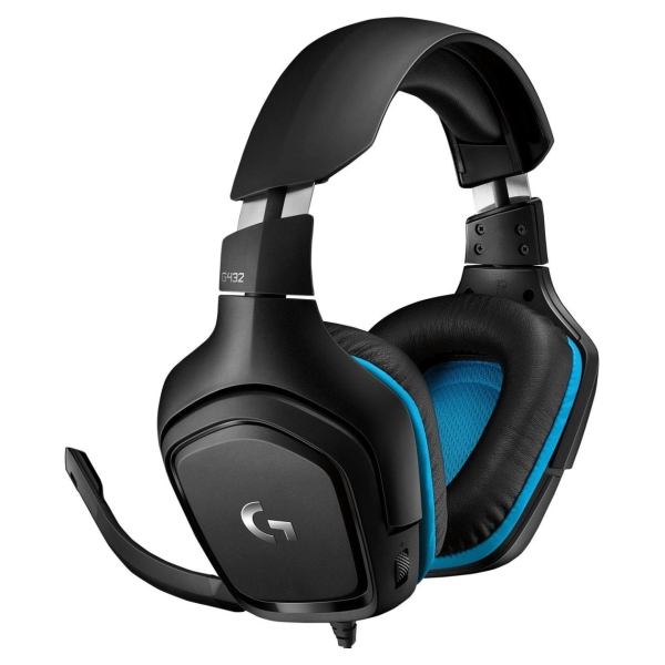 Logitech G432 Wired Gaming Headset 7.1 - LEATHERETTE - BLACK/BLUE - USB
