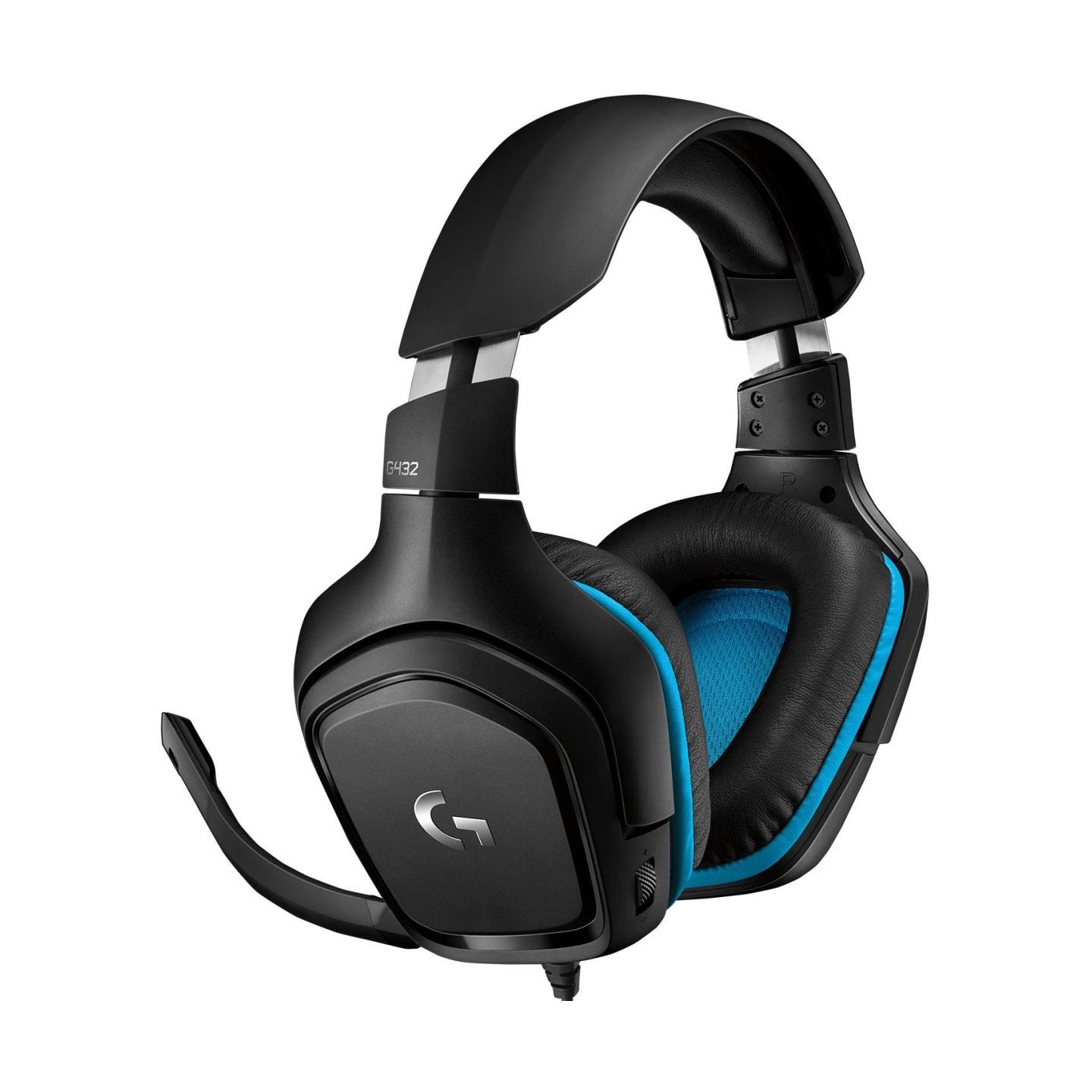 Logitech G432 Wired Gaming Headset 7.1 - LEATHERETTE - BLACK/BLUE - USB