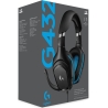 Logitech G432 Wired Gaming Headset 7.1 - LEATHERETTE - BLACK/BLUE - USB