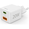 Hama 00201991 Fast Charger 1x USB-C 1x USB-A, Mini Charger, PD, 20W, White