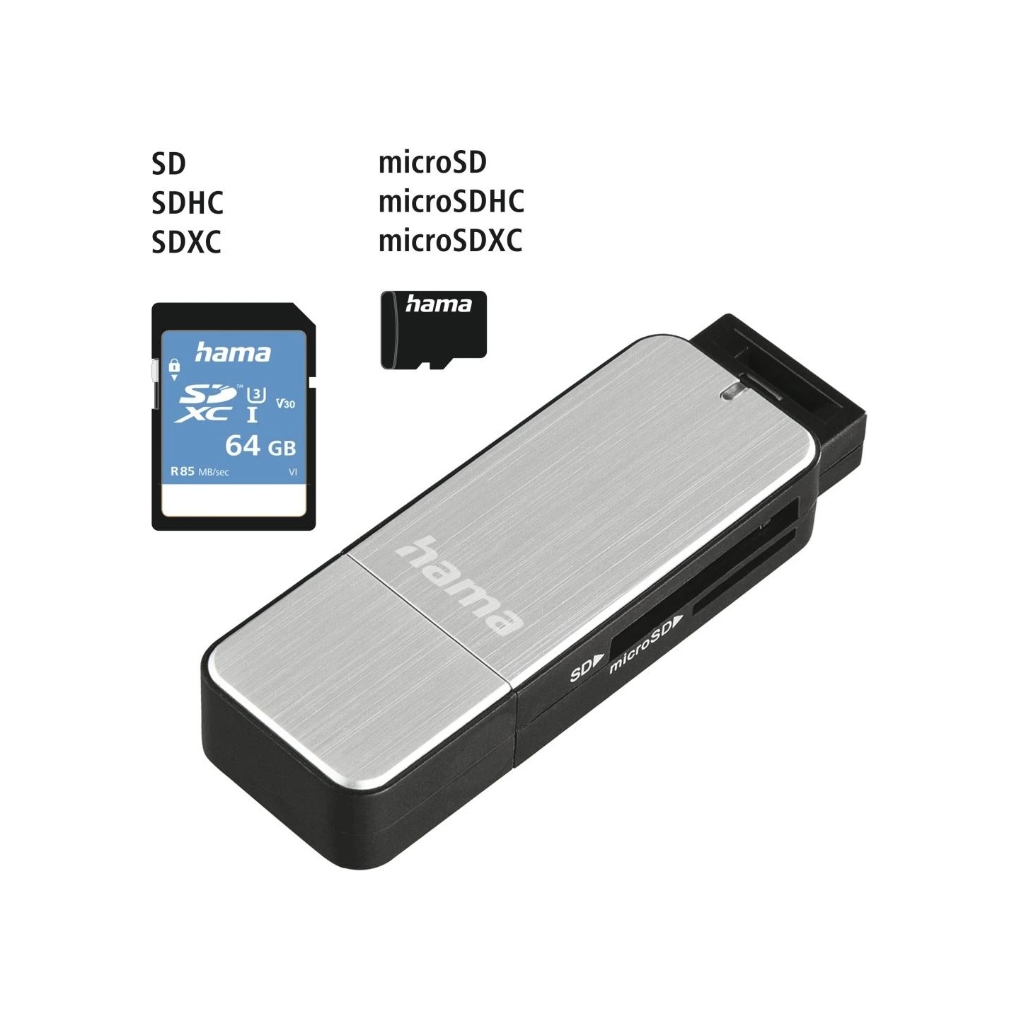 Hama 00123900 USB 3.0 Card Reader Aluminium