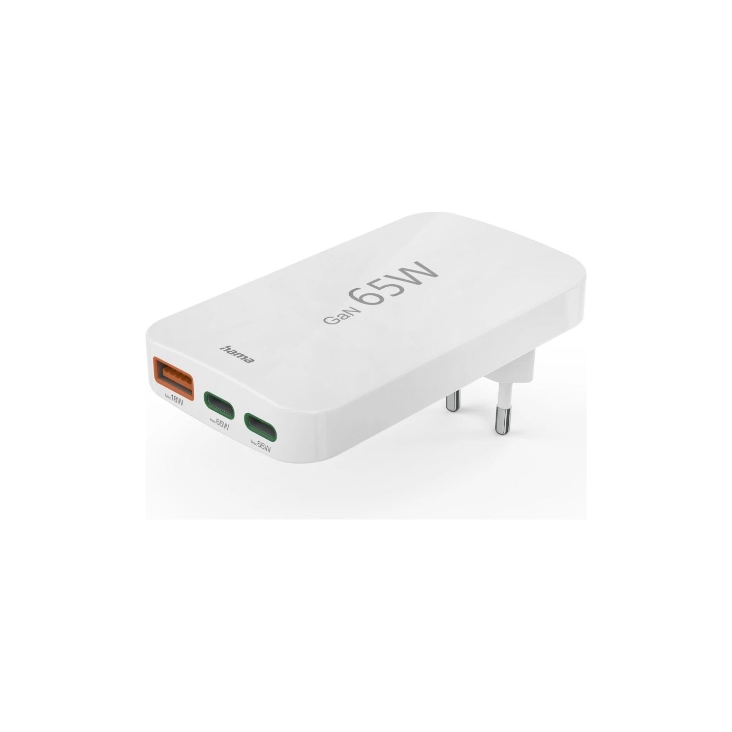 Hama 00201976 Flat Charger 220V With 2xUSB-C/USB-A  65W White