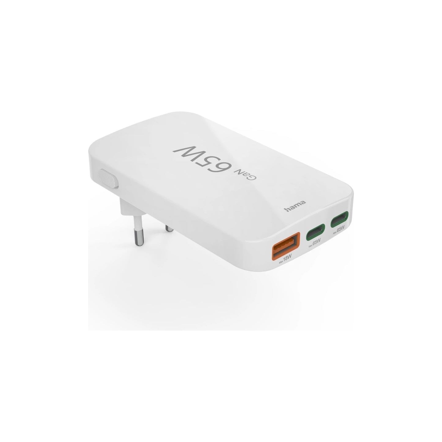 Hama 00201976 Flat Charger 220V With 2xUSB-C/USB-A  65W White