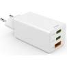 Hama 00201996 Fast Charger GaN, 2x USB-C, 1x USB-A, Mini Charger, PD, 65W, White