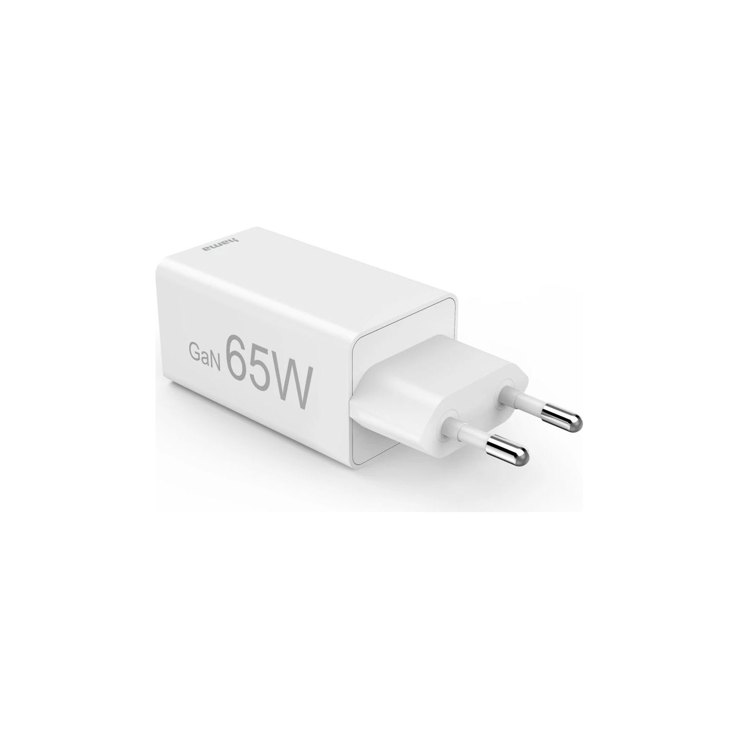 Hama 00201996 Fast Charger GaN, 2x USB-C, 1x USB-A, Mini Charger, PD, 65W, White