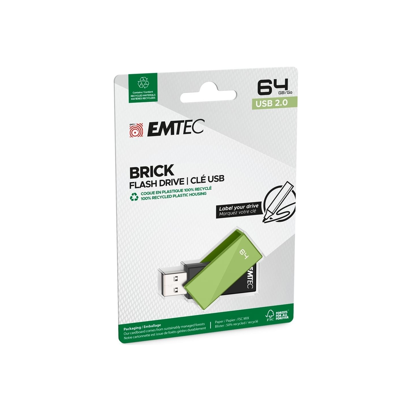 Emtec USB2.0 C350 64GB Brick Green