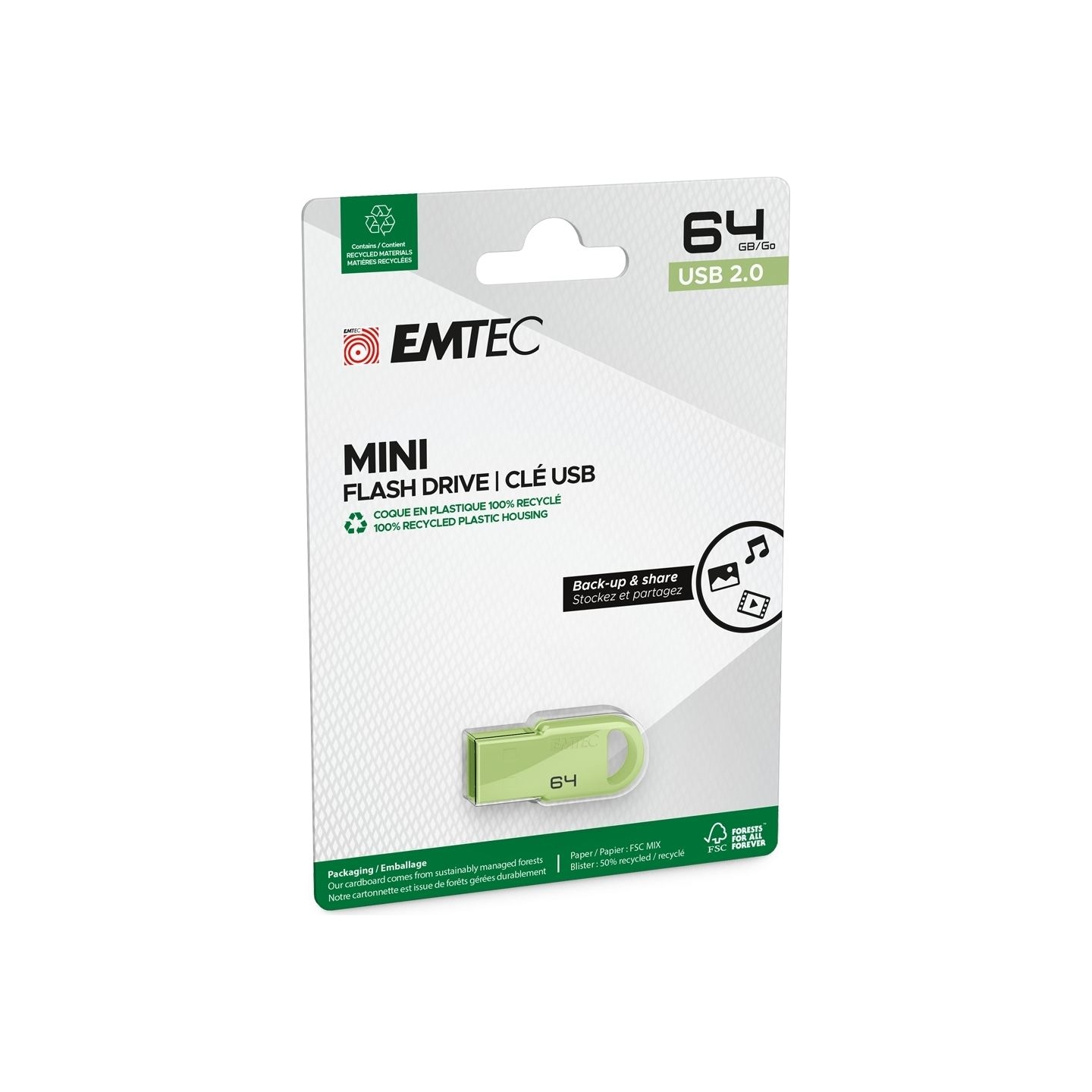 Emtec USB2.0 D250 64GB Mini Green