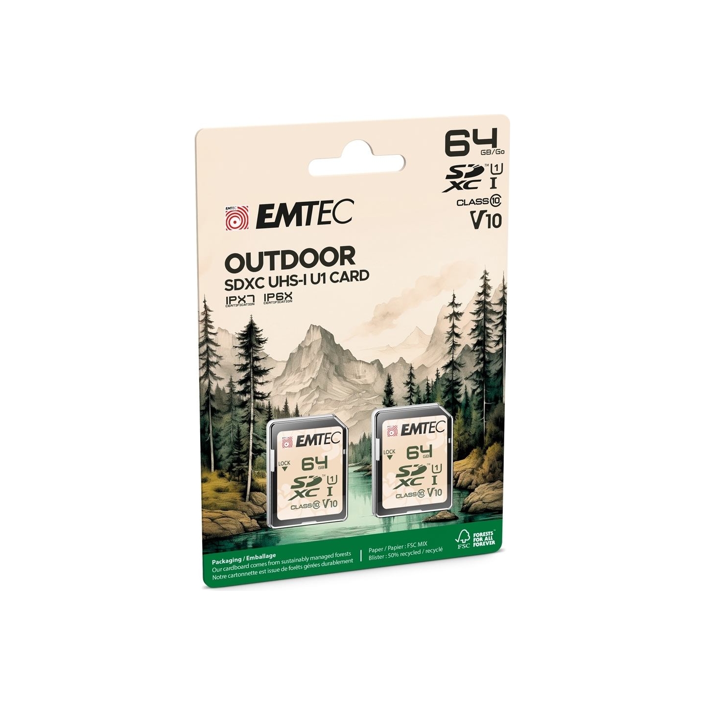 Emtec SDXC 64GB UHS-I U1 V10 Outdoor 2 pcs