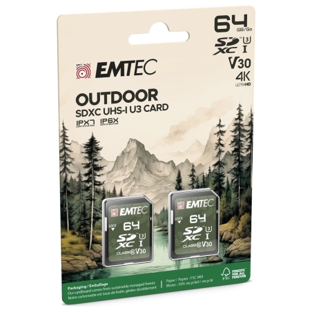 Emtec SDXC 64GB UHS-I U3 V30 Outdoor 2 pcs