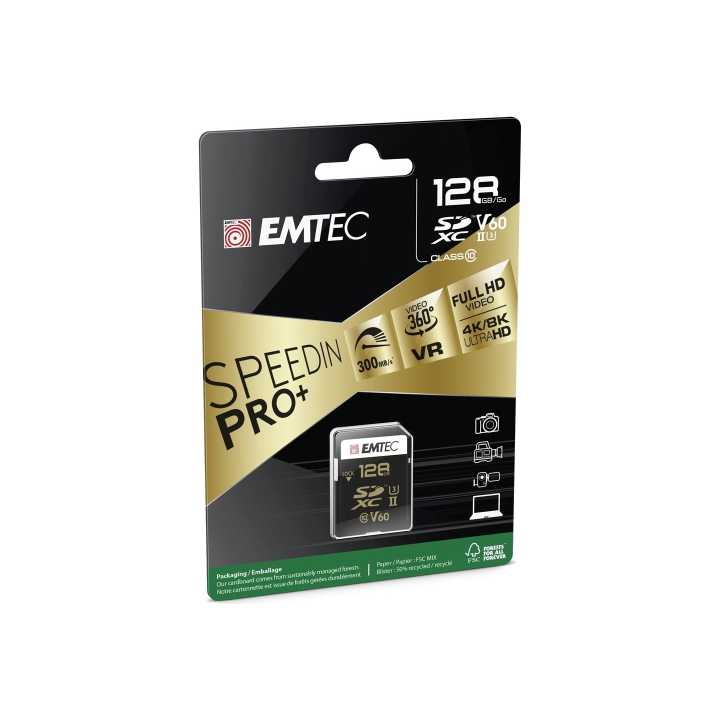 Emtec SDXC 128GB UHS-II V60 SpeedIN Pro+