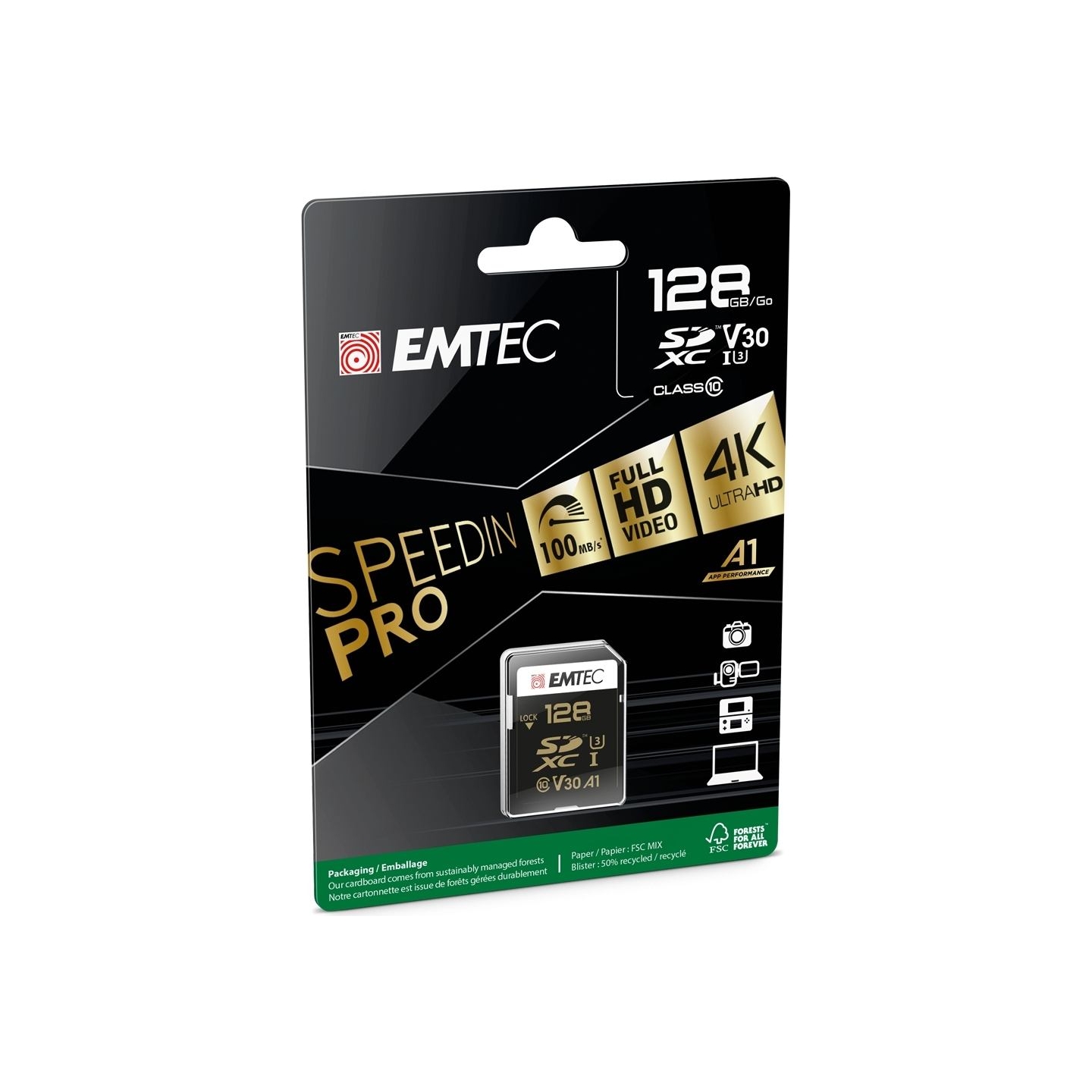 Emtec SDXC 128GB UHS-I U3 SpeedIN Pro