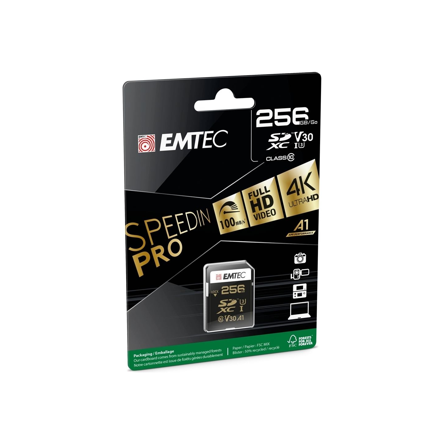 Emtec SDXC 256GB UHS-I U3 SpeedIN Pro