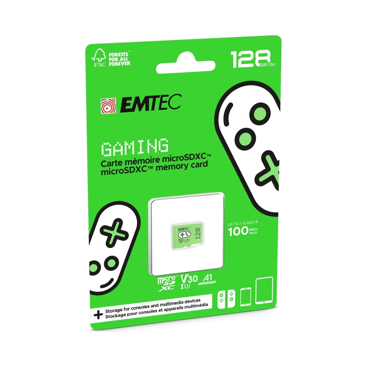 Emtec MicroSDXC 128GB UHSI U3 V30 A1 Gaming Green