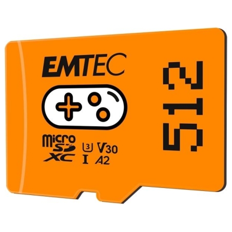 Emtec MicroSDXC 512GB UHSI U3 V30 A2 Gaming Orange