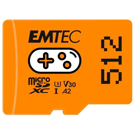 Emtec MicroSDXC 512GB UHSI U3 V30 A2 Gaming Orange