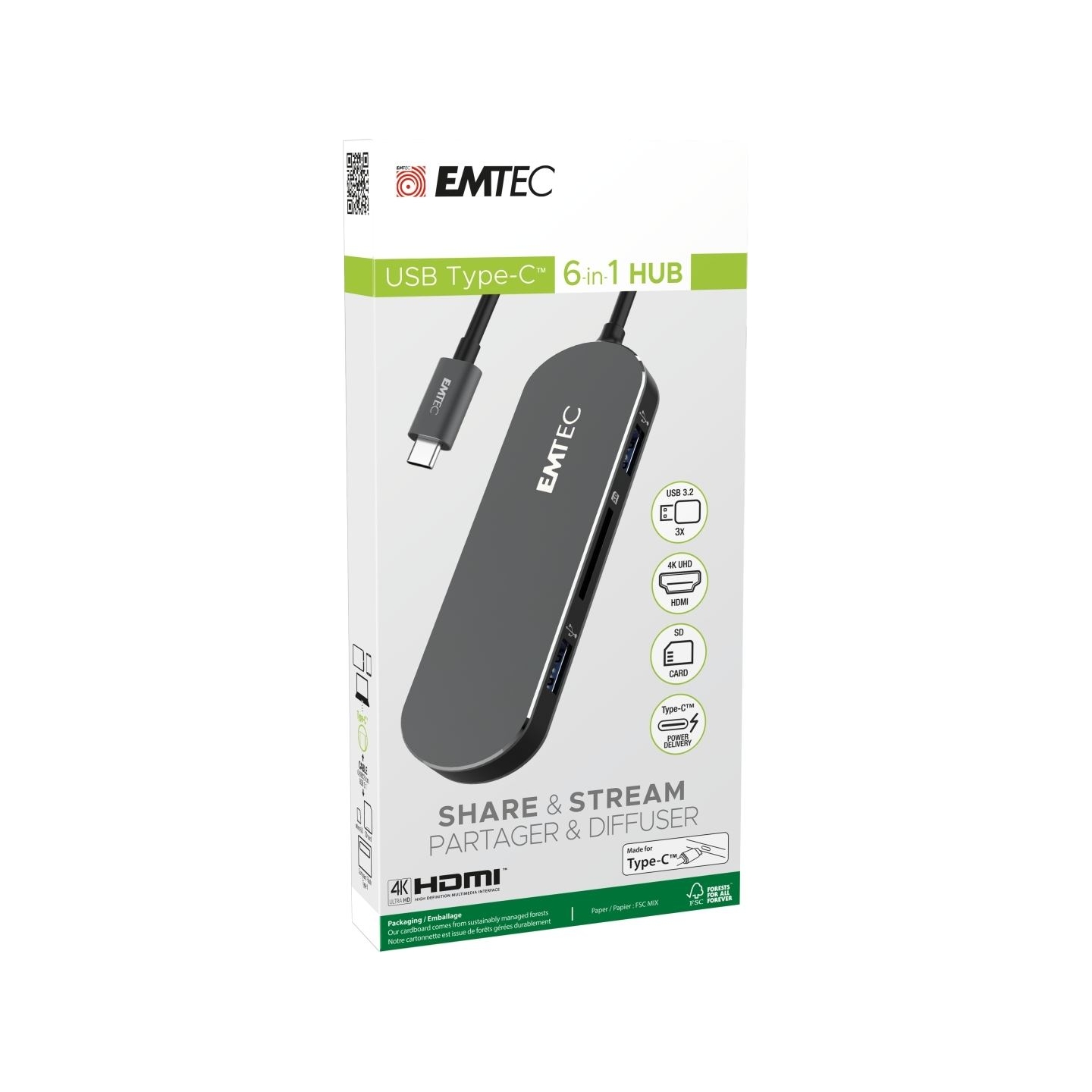 Emtec HUB 6-in-1 Type-C T650C