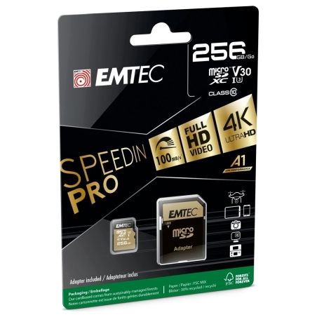 Emtec MicroSDXC 256GB UHS-I U3 V30 SpeedIN Pro
