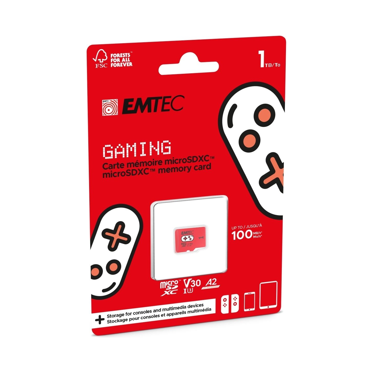 Emtec MicroSDXC 1TB UHS-I U3 V30 A2 Gaming Rouge