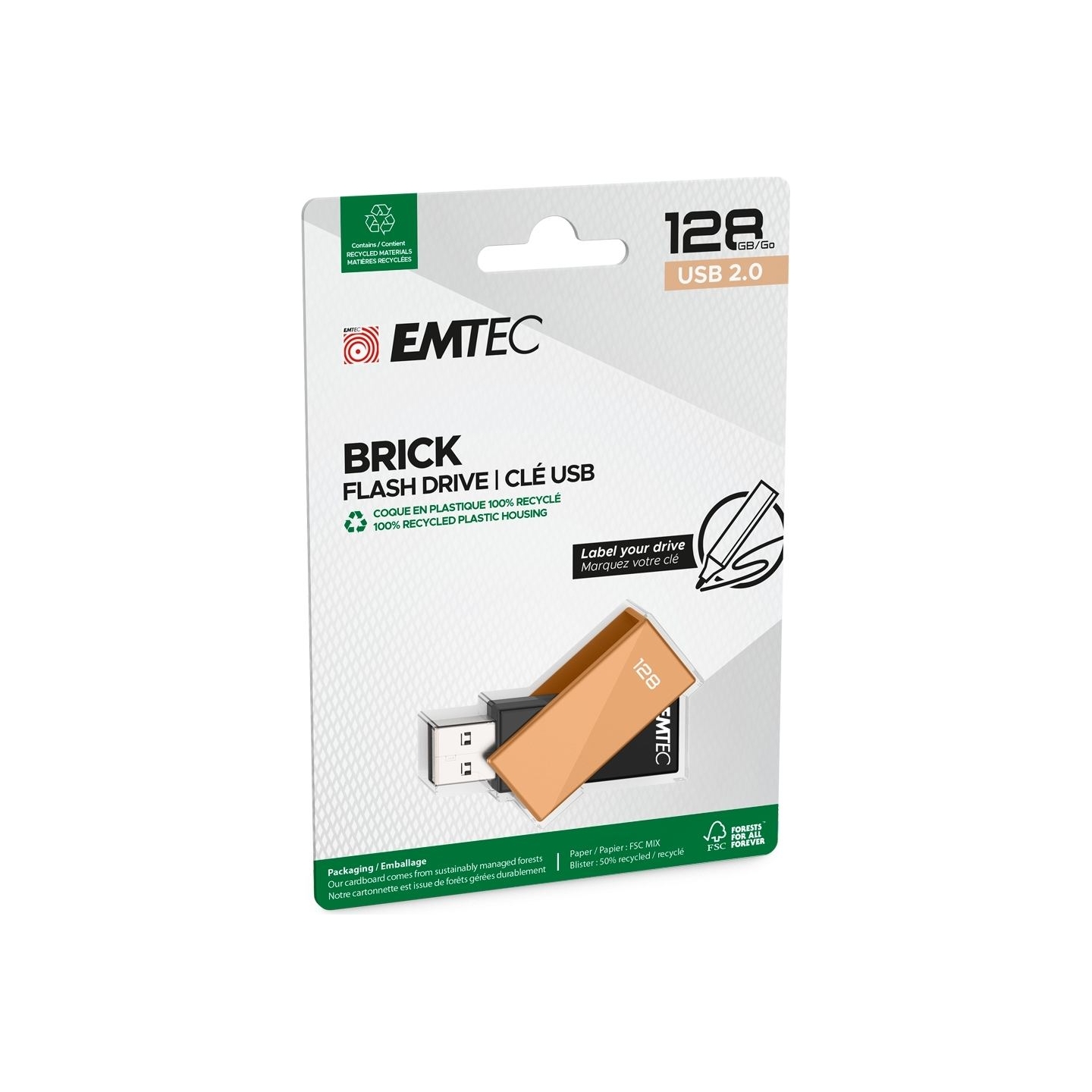 Emtec USB2.0 C350 128GB Brick Orange
