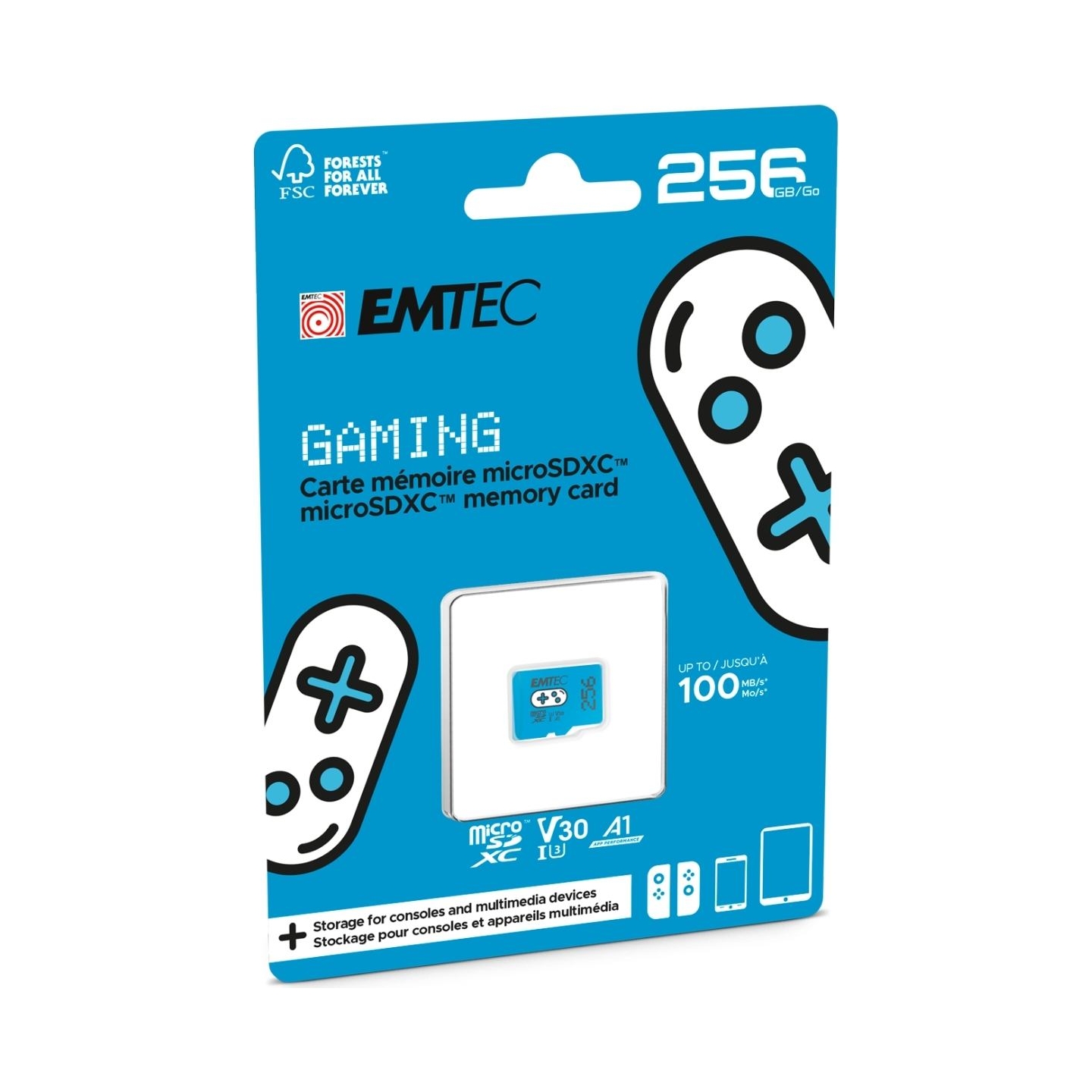 Emtec MicroSDXC 256GB UHSI U3 V30 A1 Gaming Blue