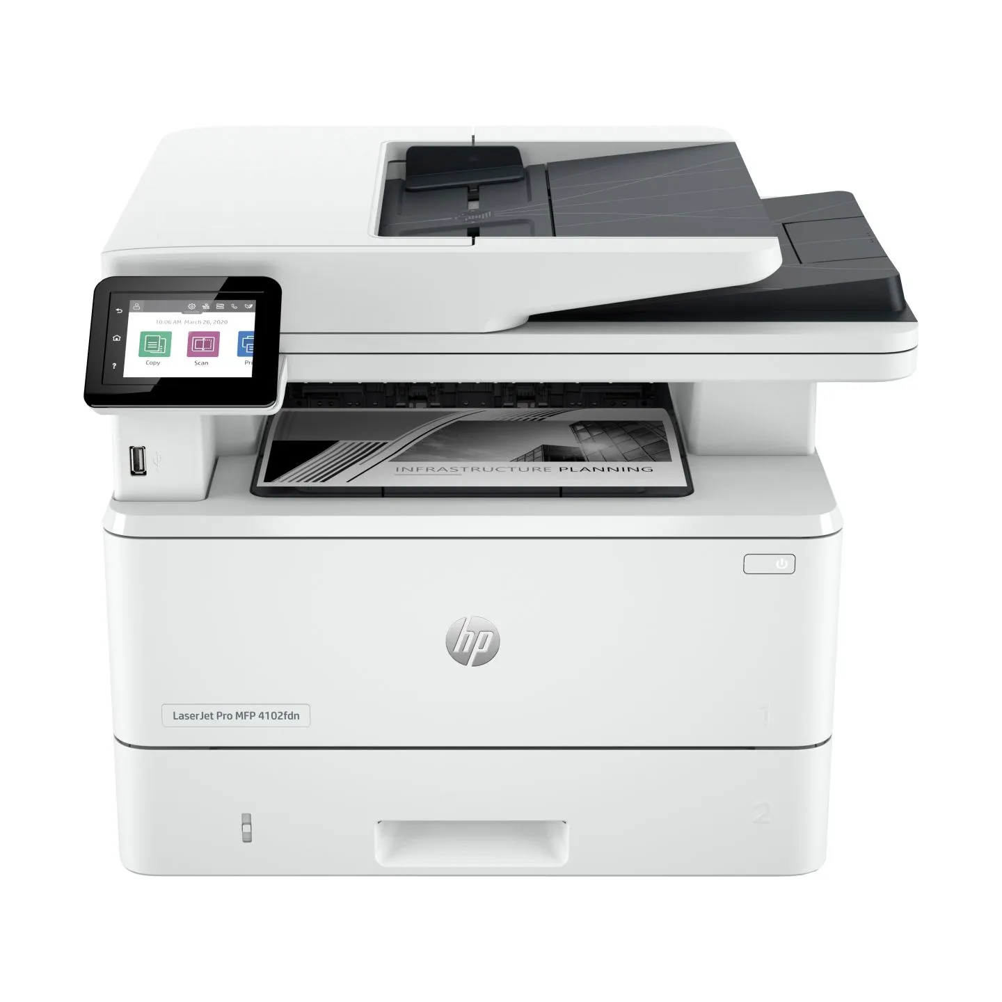 HP LaserJet Pro MFP 4102fdn AIO All-in-One Printer - A4 Mono Laser, Print/Copy/Dual-Side Scan/Fax, Automatic Document Feeder, Au