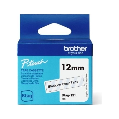 Brother BTAG-131 BTAG131 12MM BLACK ON CLEAR TAPE