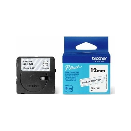Brother BTAG-131 BTAG131 12MM BLACK ON CLEAR TAPE