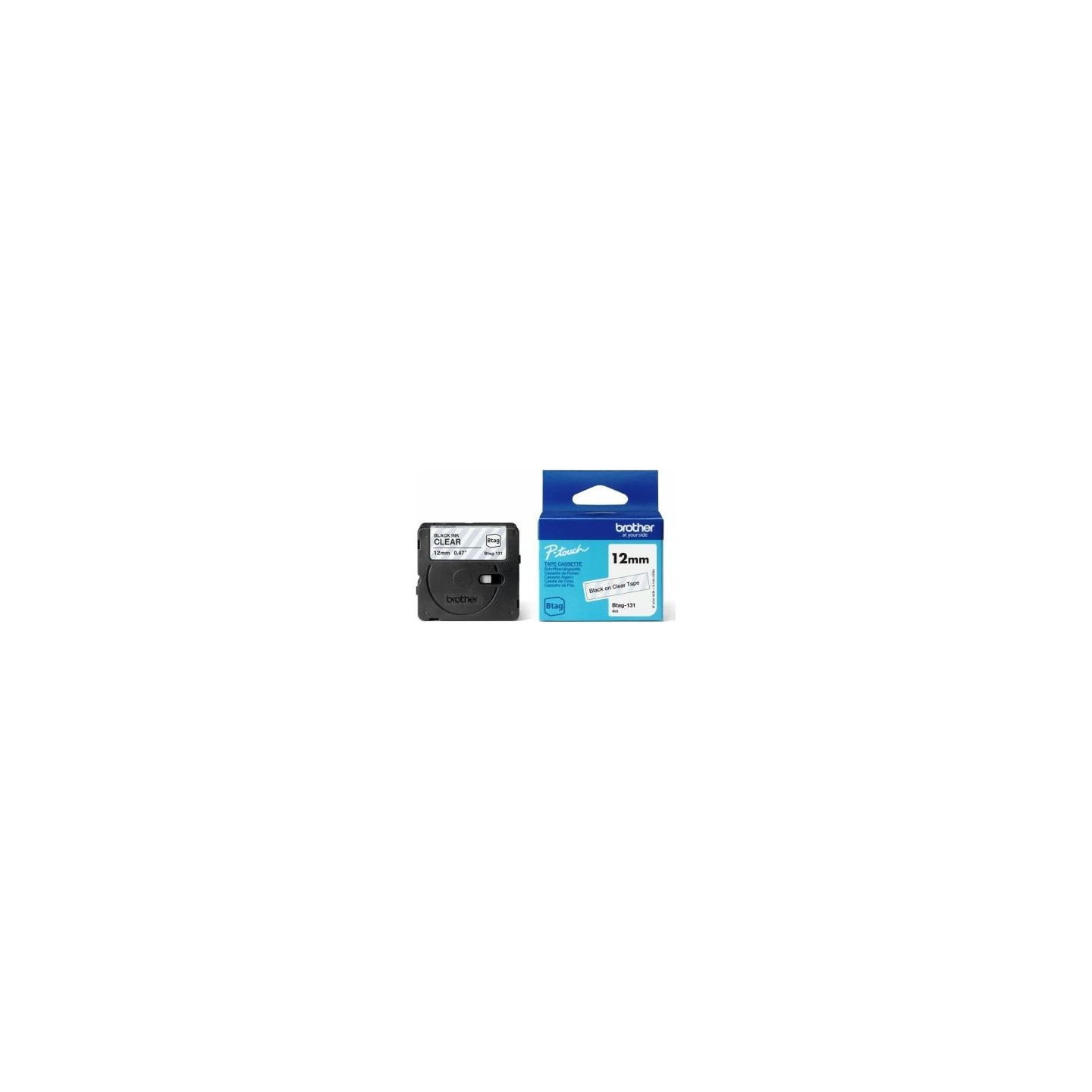 Brother BTAG-131 BTAG131 12MM BLACK ON CLEAR TAPE
