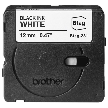 Brother BTAG231 12MM BLACK ON WHITE TAPE