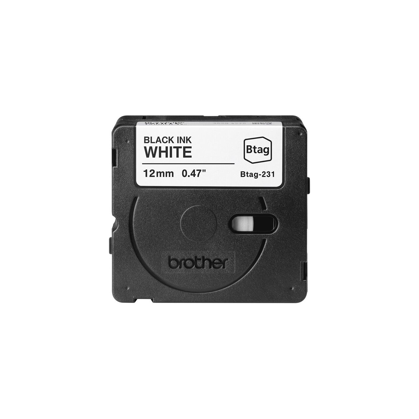Brother BTAG231 12MM BLACK ON WHITE TAPE