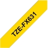 Brother TZEFX631 12 BLACK ON YELLOW FLEX