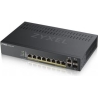 Zyxel GS1920-8HPV2, 10 PORT SMART MANAGED SWITCH 8X GIGABIT COPPER AND 2X GIGABIT DUAL PERS., HYBRID MODE, STANDALONE OR NEBULAF