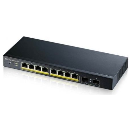 Zyxel GS1900-10HP V2, 8-PORT GBE L2 POE SMART SWITCH + 2 SFP SLOTS, 802.3AT, DESKTOP, FANLESS, 70 WATT (5Y WARRANTY)